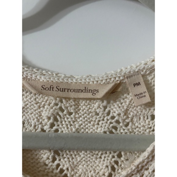 Soft Surroundings Cream Crochet Knit Maxi Dress‎ Sleeveless PM incl/slip liner - Picture 2 of 8
